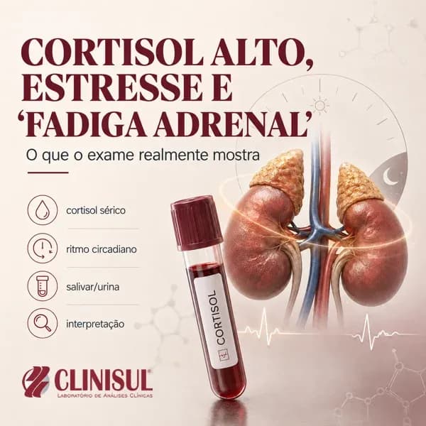 Cortisol alto, estresse e “fadiga adrenal”: o que o exame realmente mostra