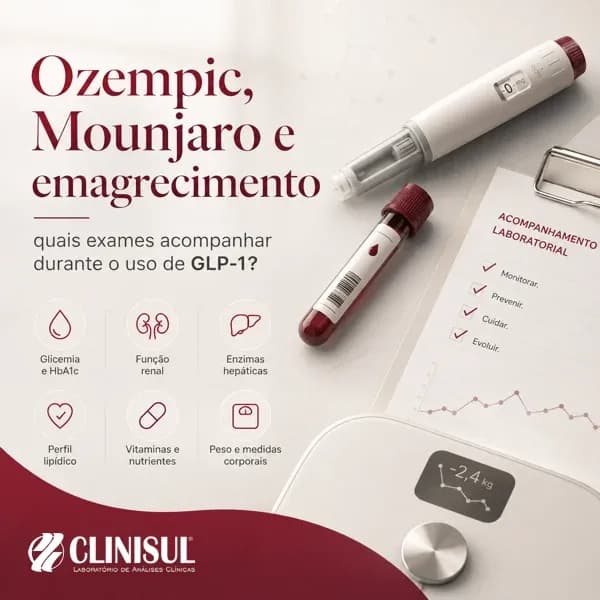 Ozempic, Mounjaro e emagrecimento: quais exames acompanhar durante o uso de GLP-1?